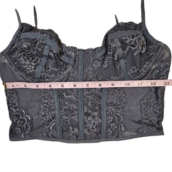 Full Tilt Lace Corset Style Top, Dusk Grey, Large - Picture 13 of 15